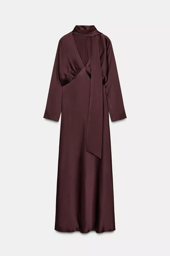 LIMITED EDITION ZW COLLECTION SATIN SCARF DRESS | Zara US