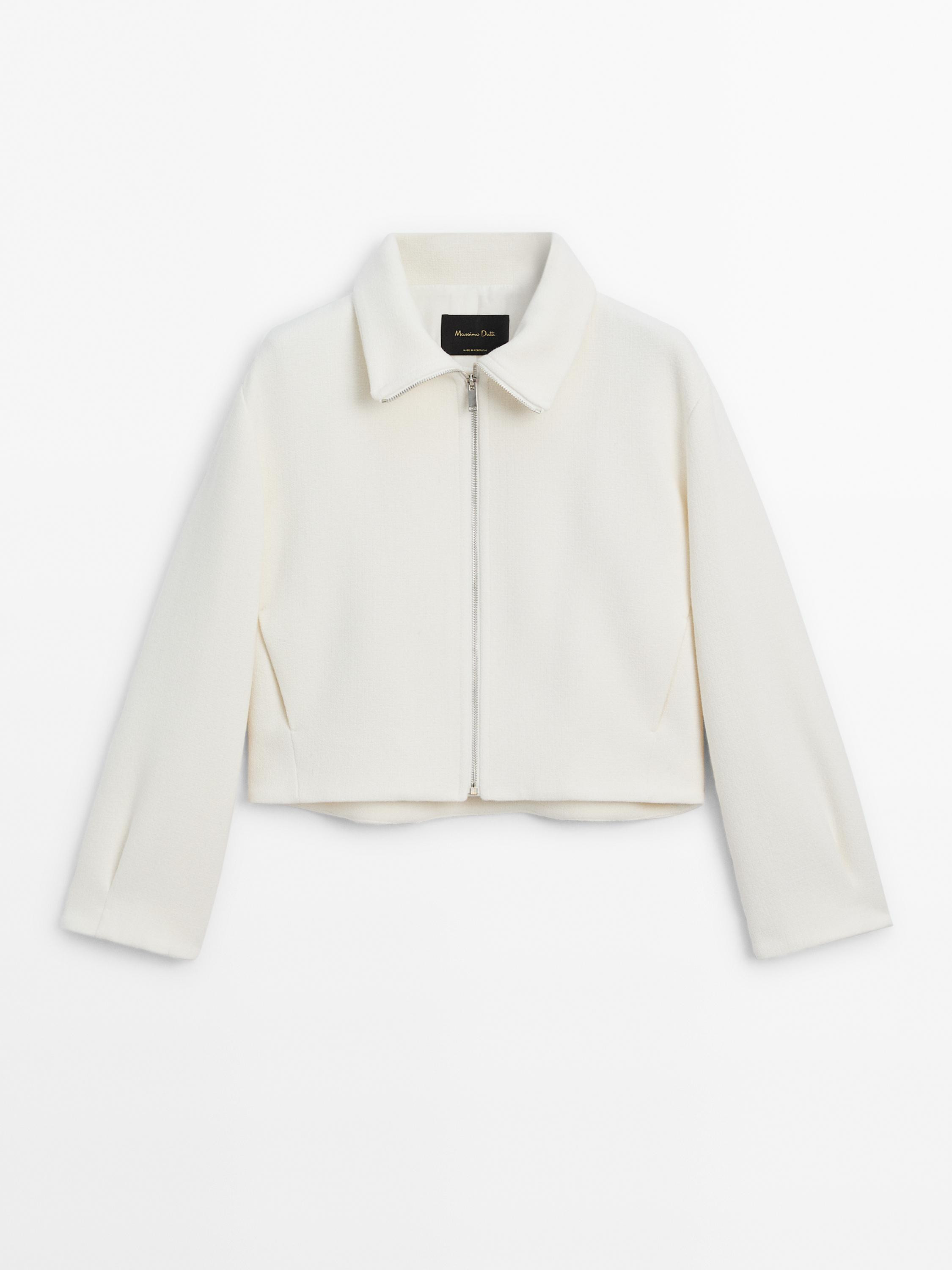 Short wool blend jacket | Massimo Dutti UK