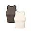 OQQ Womens 2 Pack Crop Tank Tops Crew Neck Sleeveless Ribbed Stretch Workout Athleisure Tops | Amazon (US)