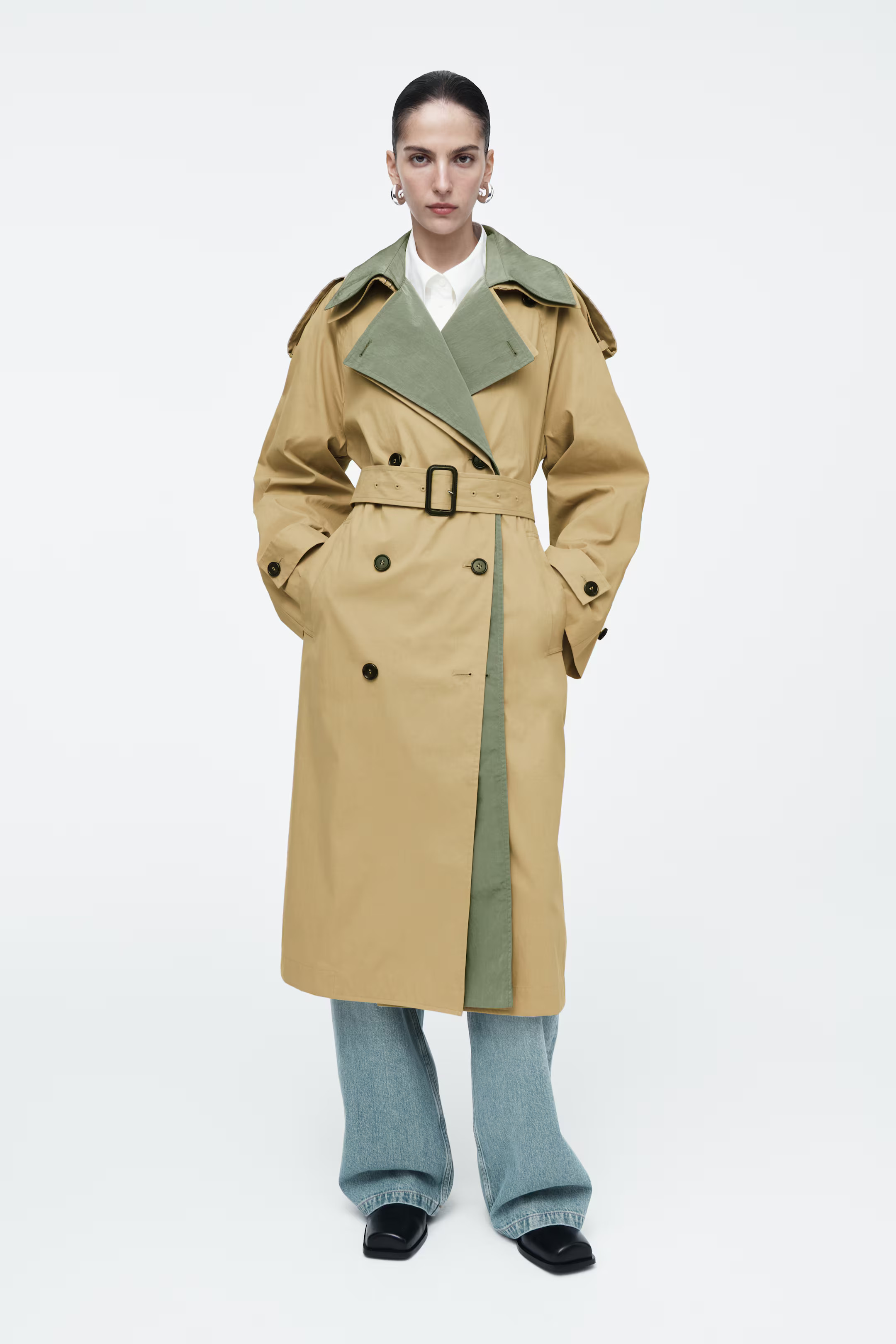 LAYERED DOUBLE-BREASTED TRENCH COAT | H&M (UK, MY, IN, SG, PH, TW, HK)