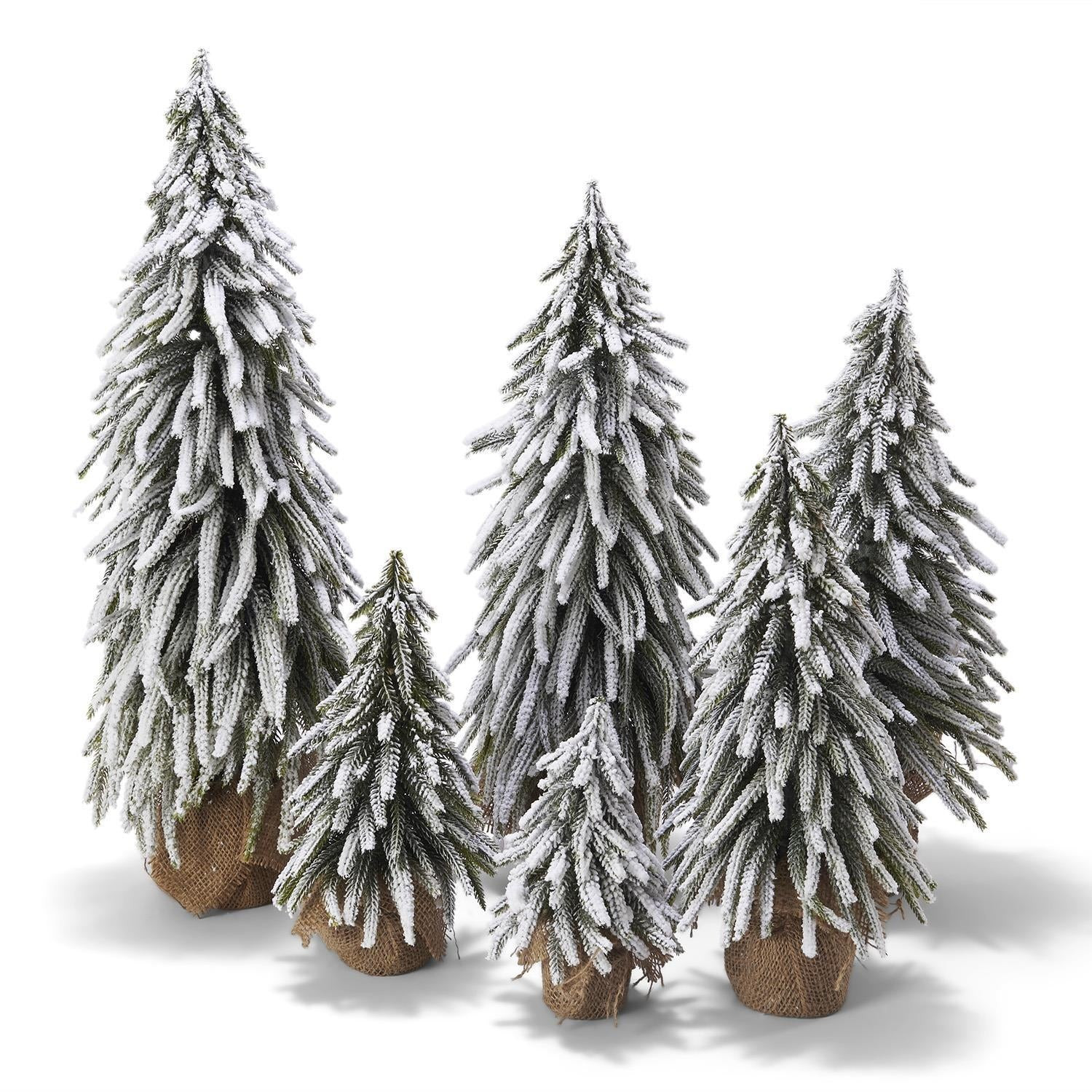 Snow Covered Christmas Trees, Set of 6 | Burke Decor
