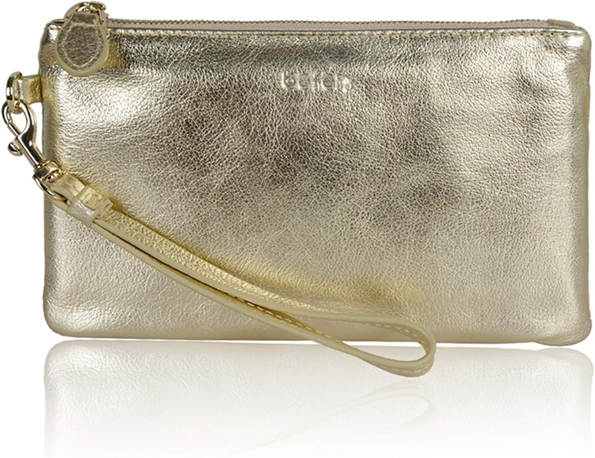 befen Genuine Leather Wristlet Clutch RFID Blocking Bag Cell Phone Wallet Purse Wristlet Wallet P... | Amazon (US)