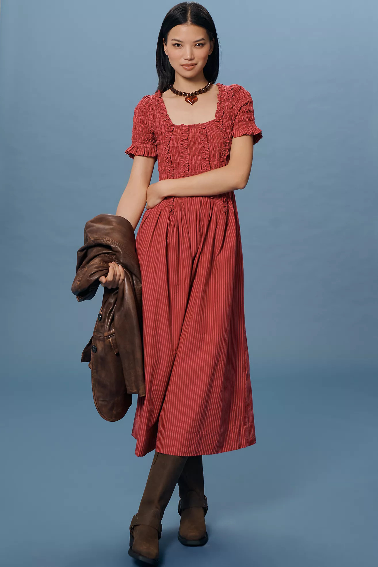 Damson Madder Raphaela Shirred Midi Dress | Anthropologie (US)