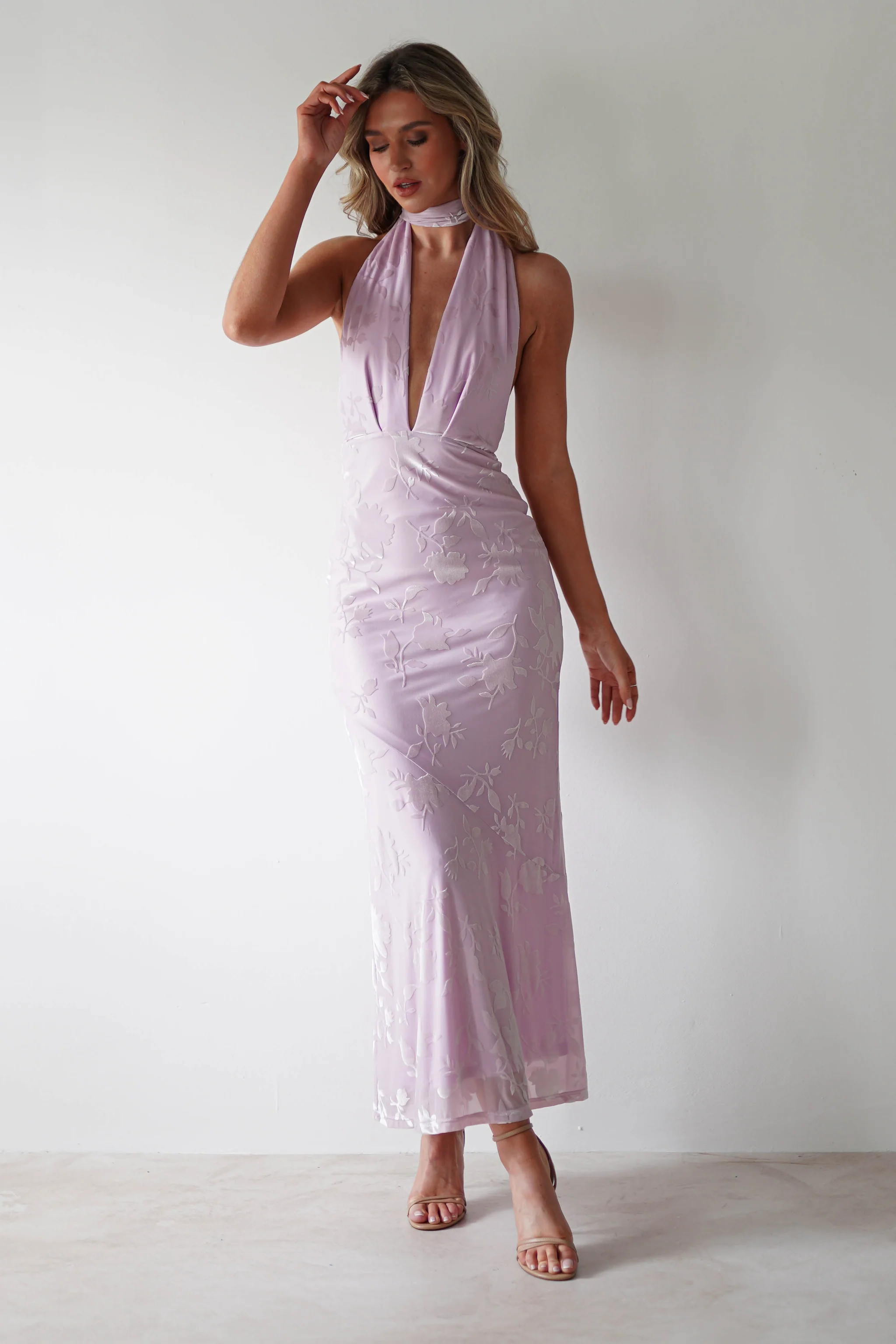 Tara Floral Jacquard Maxi Dress | Light Lilac | Oh Hello Clothing