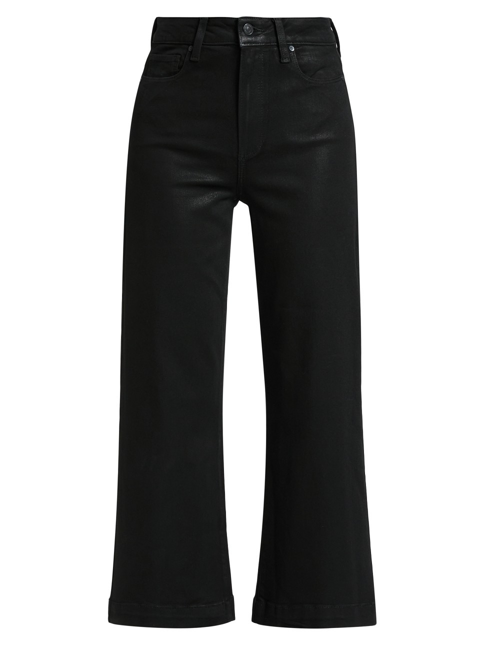 Women's Anessa High-Rise Wide-Leg Ankle Jeans - Black Fog Luxe Coating - Size 26 | Saks Fifth Avenue