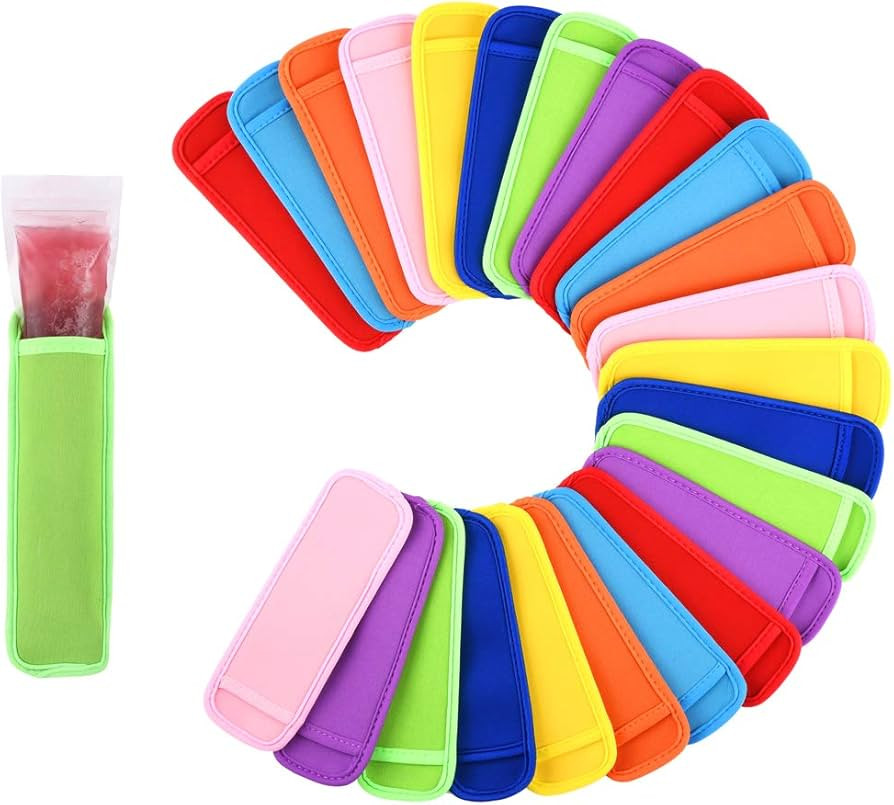 Amazon.com: Mirenlife 24 Pack Ice Pop Sleeves Antifreezing Popsicle Holders Bags Neoprene Insulat... | Amazon (US)