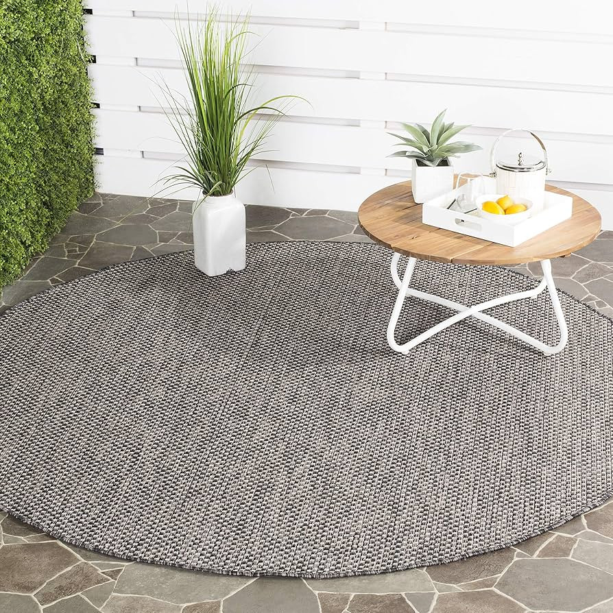 SAFAVIEH Courtyard Collection 5'3" Round Black/Beige CY8521 Indoor/ Outdoor-Waterproof Easy-Clean... | Amazon (US)