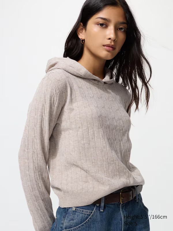 Strickhoodie (maschinenwaschbar, Zopfstrick) | UNIQLO (DE)