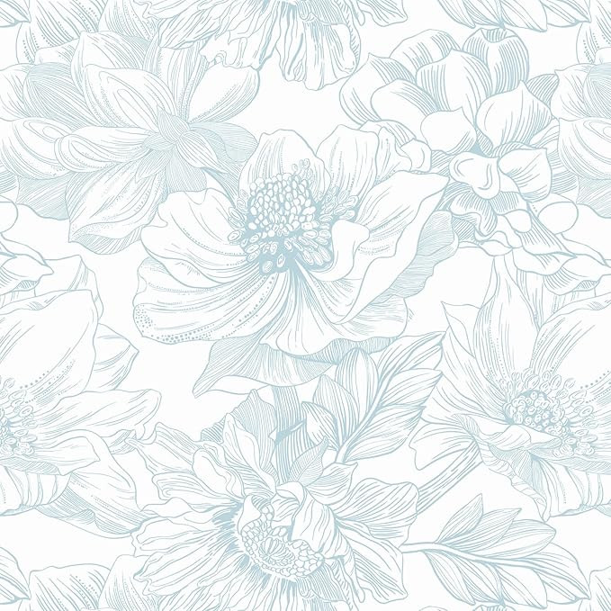 Dimoon 78.7"x17.3" Peel and Stick Wallpaper Blue Floral Contact Paper Boho White Modern Wallpaper Removable Self Adhesive Wall Paper for Bedroom Bathroom Cabinets Drawers Thicken Vinyl Roll | Amazon (US)