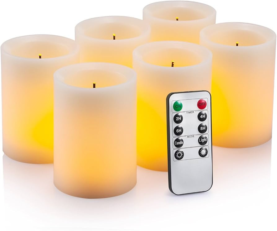 Flameless Flickering LED Candles 3" X 4" with 10-Key Remote Control Timer Classic Pillar Optical ... | Amazon (US)