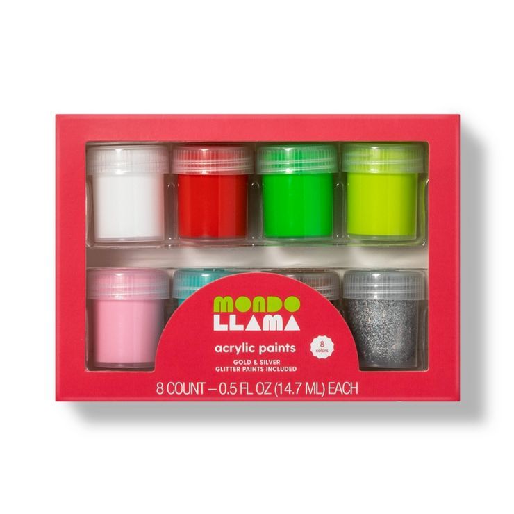 8pk 0.5fl oz Holiday Acrylic Paints - Mondo Llama™ | Target