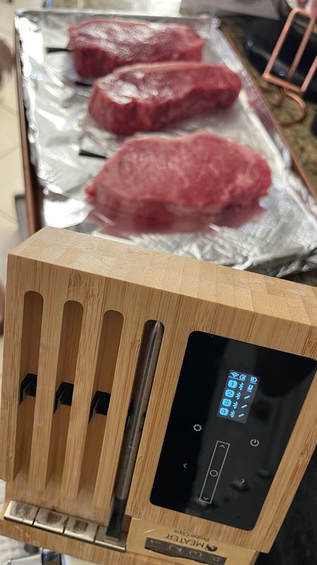 Cook the perfect steak dinner by ensuring each thick cut steak is cooked to perfection! 

How do you achieve the correct cook on your steak if the steaks are different sizes? 
Be sure to check the temperature of each individual steak - the beauty of these temperature probes is that you know exactly when it reaches the desired temperature for the preferred finish on your steak. 

This wireless thermometer meat probe is so helpful in determining when a steak is done but not too done haha 

You definitely want this in your home or wedding registry gift wishlist 

Related: gifts for men, gifts for women, nice to have 


#LTKSeasonal #LTKhome #LTKfamily