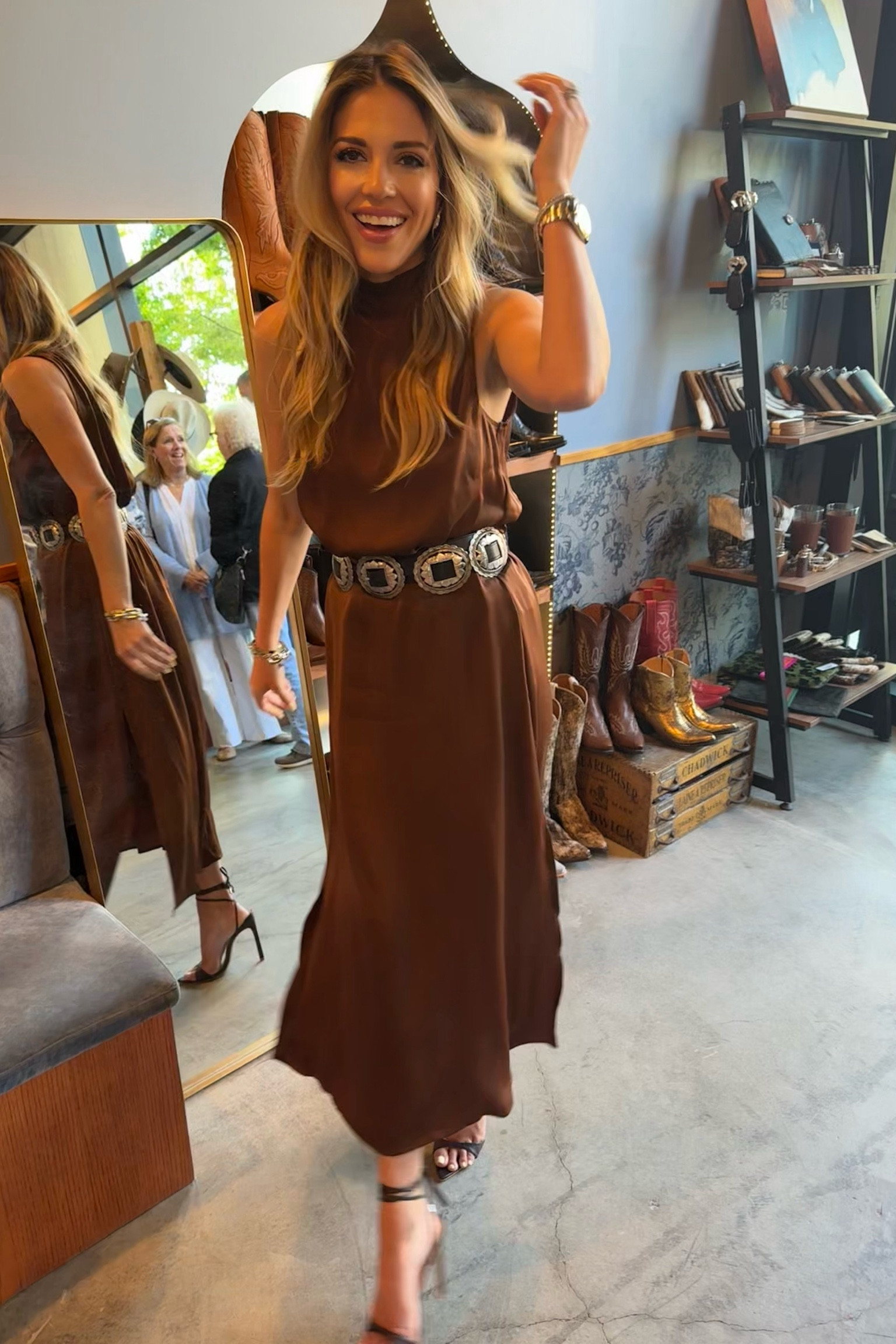Silk dress that you can style any way you want and it’s $30!!! Spring outfit. Chic summer dress. Western dress. Western festival look. 

My belt is vintage but I found a REALLY well priced Ralph Lauren one for under $600 - I never see these, at this quality, for under $1000. 

#LTKeurope #LTKshoecrush #LTKfindsunder50
