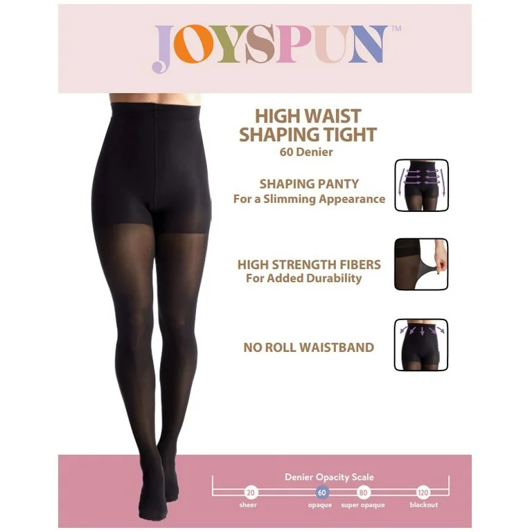Joyspun Women's High Waist Shaping Tights, 2-Pack, Sizes S-3XL | Walmart (US)