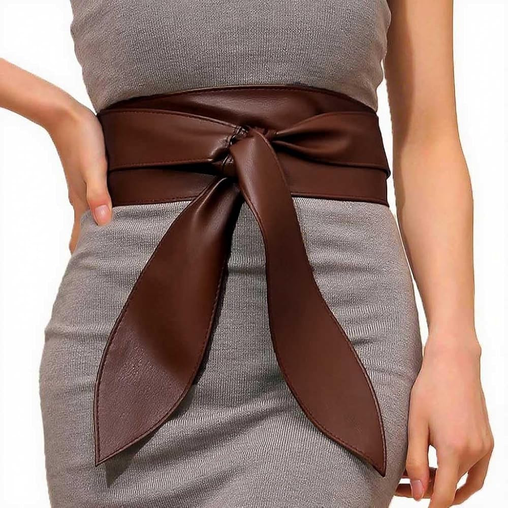 Black Obi Belt Wide Leather Wrap Belts Fashion Corset Belt Accessories for Women | Amazon (US)