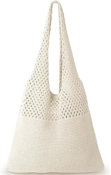 Crochet Tote Bag, Beach Mesh Knitted Bag Large Aesthetic Shoulder Bag Handbags Hollow Hobo Bag fo... | Amazon (US)