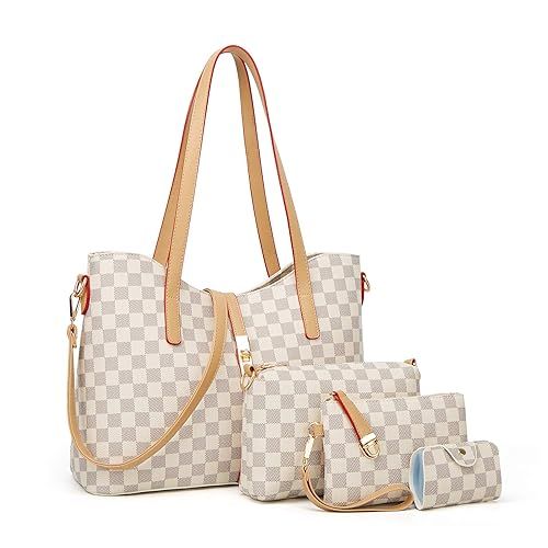 YTL Women Fashion Synthetic Leather Handbags+Shoulder Bag+Purse+Card Holder 4pcs Set Tote | Amazon (US)