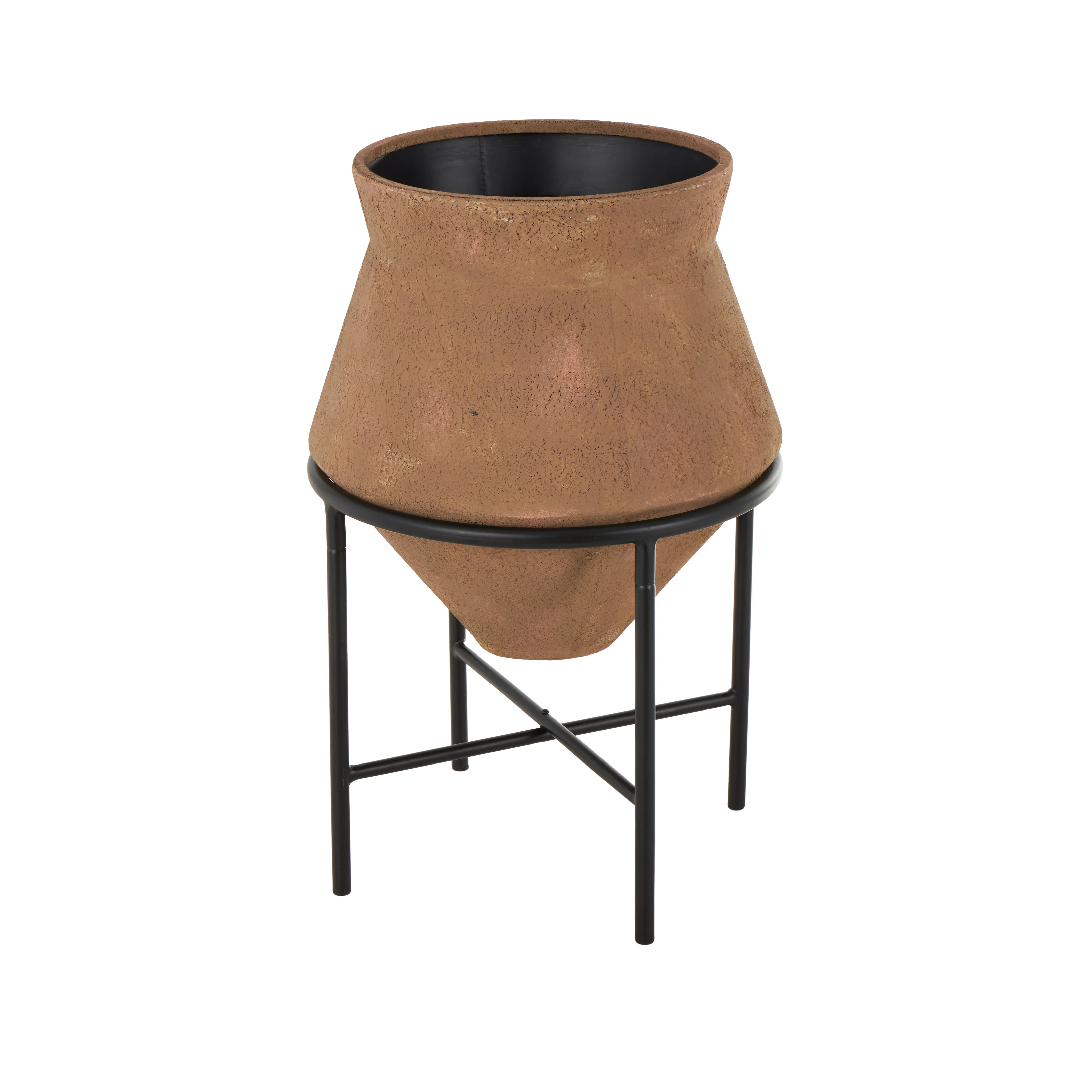 Cole And Grey Metal Wide Decorative Vase With Black Stand | Wayfair North America