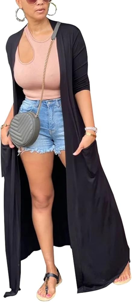 Adogirl Women's Long Sleeve Lightweight Soft Cover Ups Outerwear Casual Open Front Maxi Drape Car... | Amazon (US)
