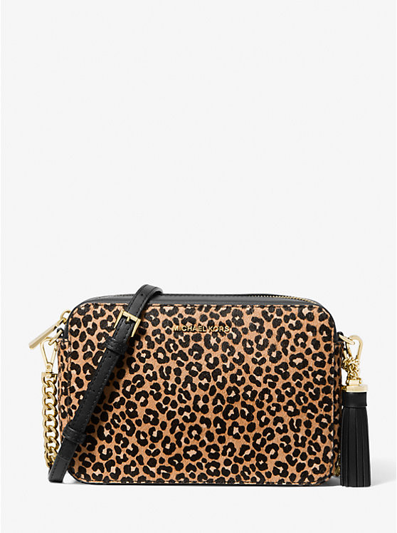 Jet Set Medium Leopard Print Calf Hair Crossbody Bag | Michael Kors US