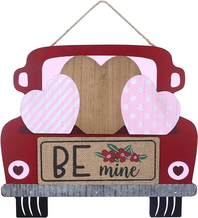 Valentines Day Decor, NEEDOMO Wood Valentine Door Sign with Decorative Love Hearts for Valentines... | Amazon (US)