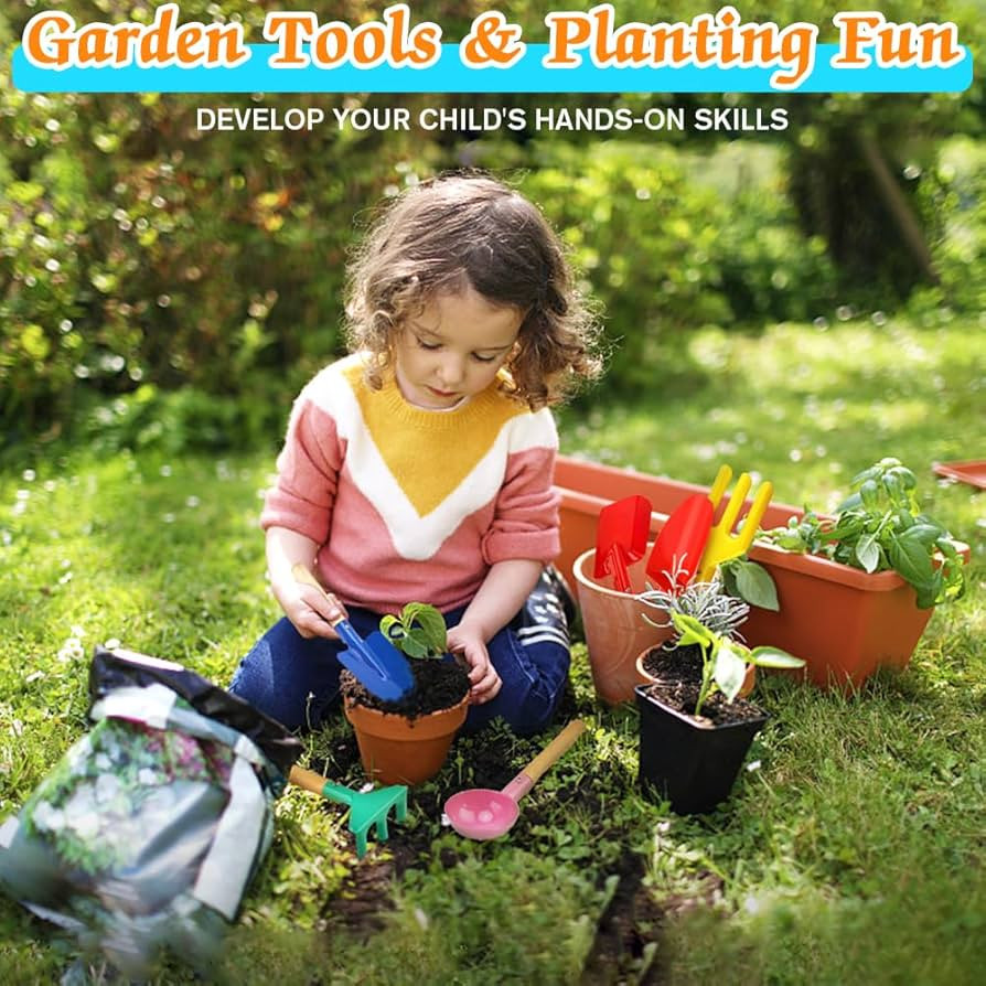 6 Piece Kids Gardening Tools, Children Beach Sand Toys, Made of Metal with Sturdy Wooden Handle, ... | Amazon (US)