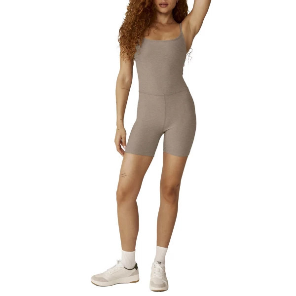 Women's Beyond Yoga Spacedye Keep Pace Biker Romper XSmall Birch Heather | Scheels