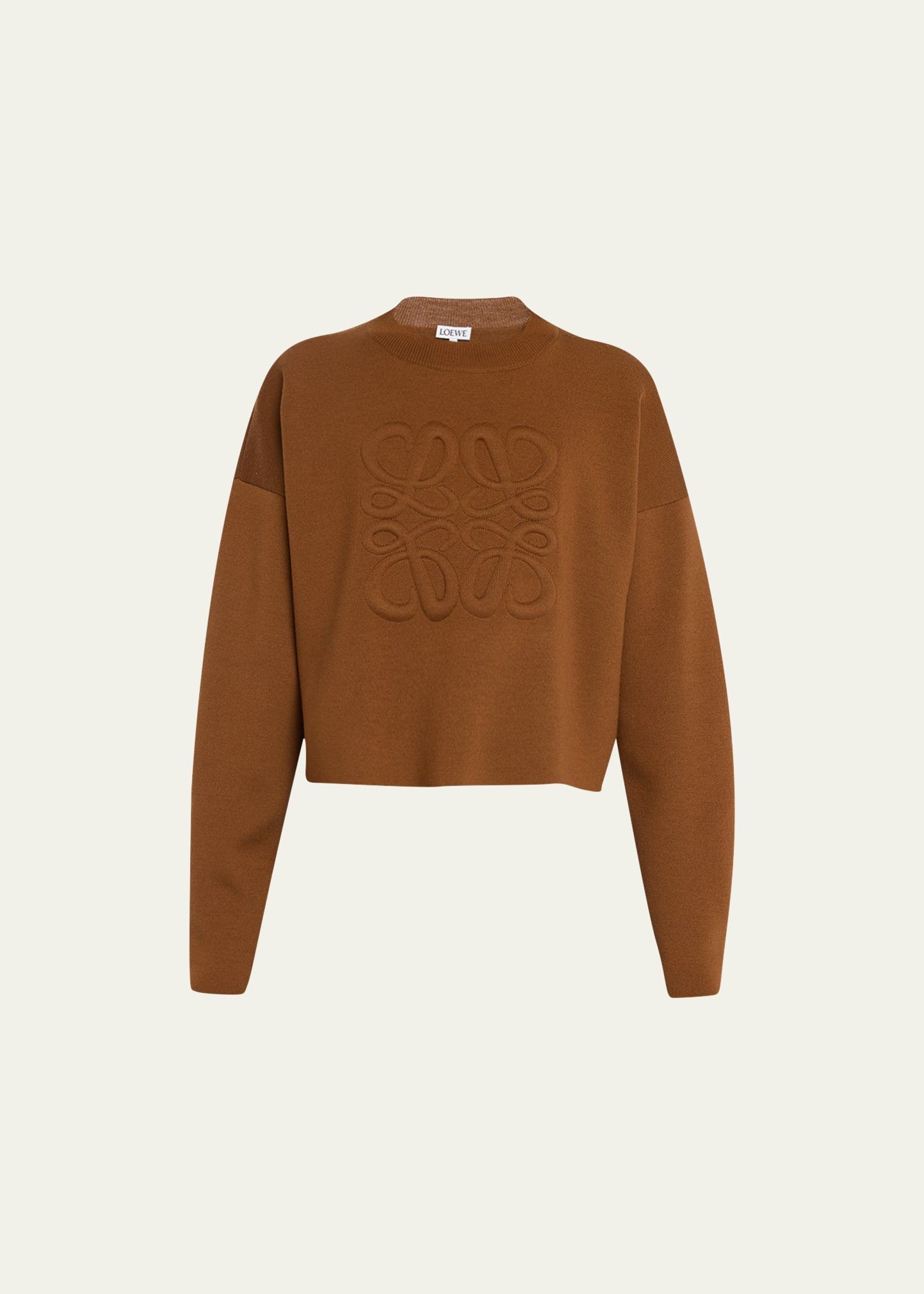 Loewe Short Wool Sweater with Anagram Detail | Bergdorf Goodman