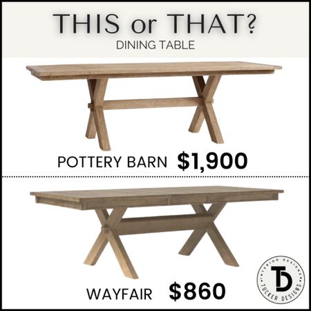 Save lots of money on this Pottery Barn Toscana look-a-like table! This Wayfair table is about half the price and will elevate your dining room on a budget. 

#diningtable #potterybarn #wayfair #splurgeorsave #thisorthat #budgetdecor

#LTKhome