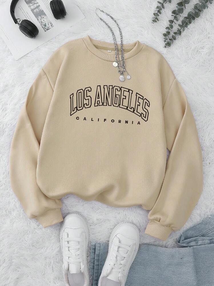 INAWLY Letter Graphic Thermal Lined Sweatshirt,Long Sleeve Tops Graduation,Back To School Outfits,Graduation,Teacher Outfits For Women,Back To School Pullover Fall Outfit | SHEIN