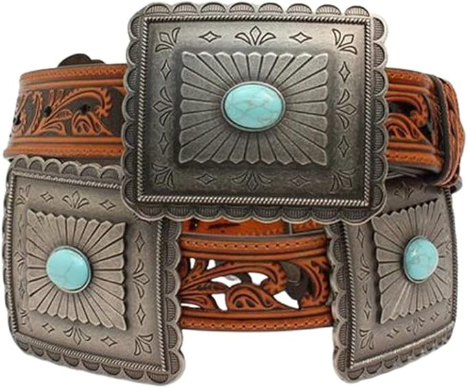 ARIAT Women's Turquoise Concho Western Belt, Tan, Small | Amazon (US)