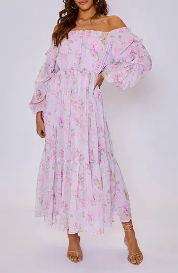Meadow Floral Off the Shoulder Long Sleeve Maxi Dress | Nordstrom