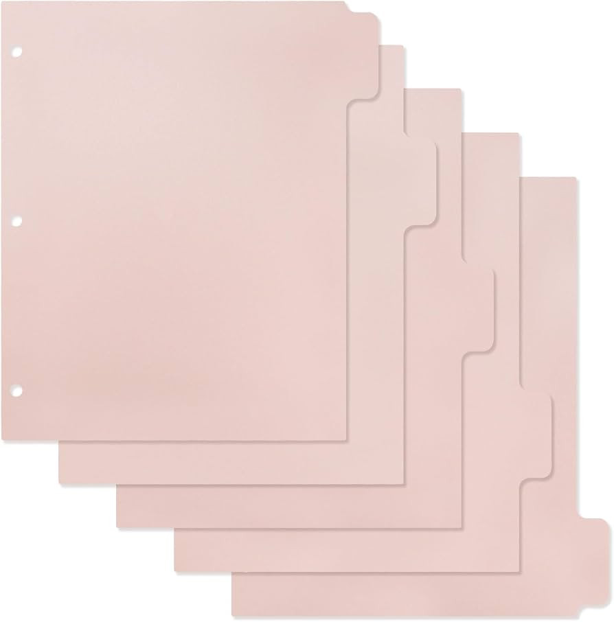 Koqye Binder Index Dividers, Pink Plastic Dividers for 3 Ring Binder - Pink Binder Dividers, Bind... | Amazon (US)