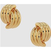Anine Bing 18k Gold-Plated Small Crossover Ribbed Earrings | Coggles (Global)