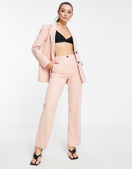 ASOS DESIGN mix & match slim straight trouser in blush | ASOS (Global)