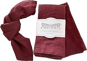 Eight Owls Linen Napkins –100% French Flax – Stonewashed Pure Linen Cloth Napkins - Size 18 I... | Amazon (US)