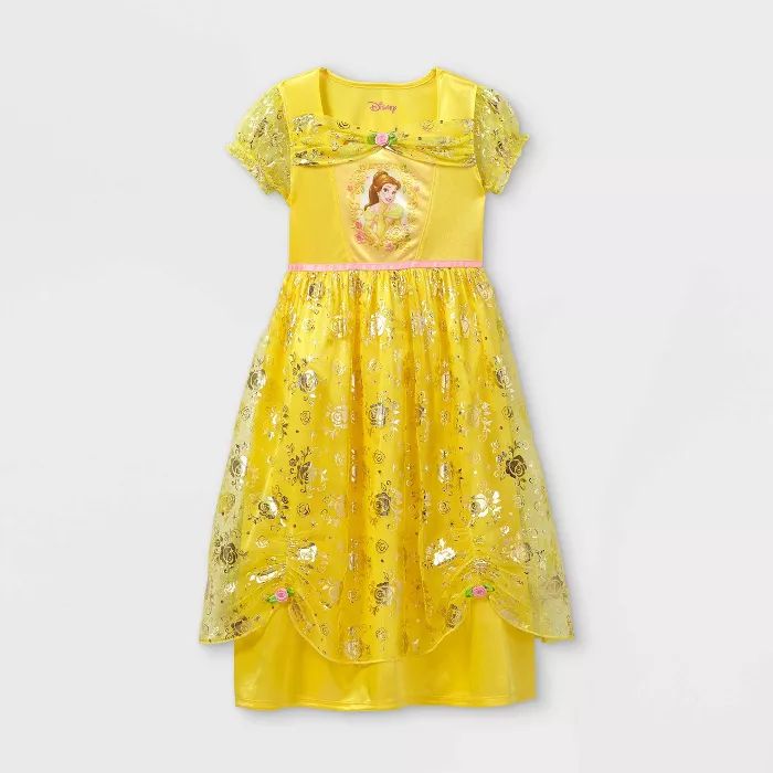 Girls' Disney Princess Belle Nightgown - Yellow | Target