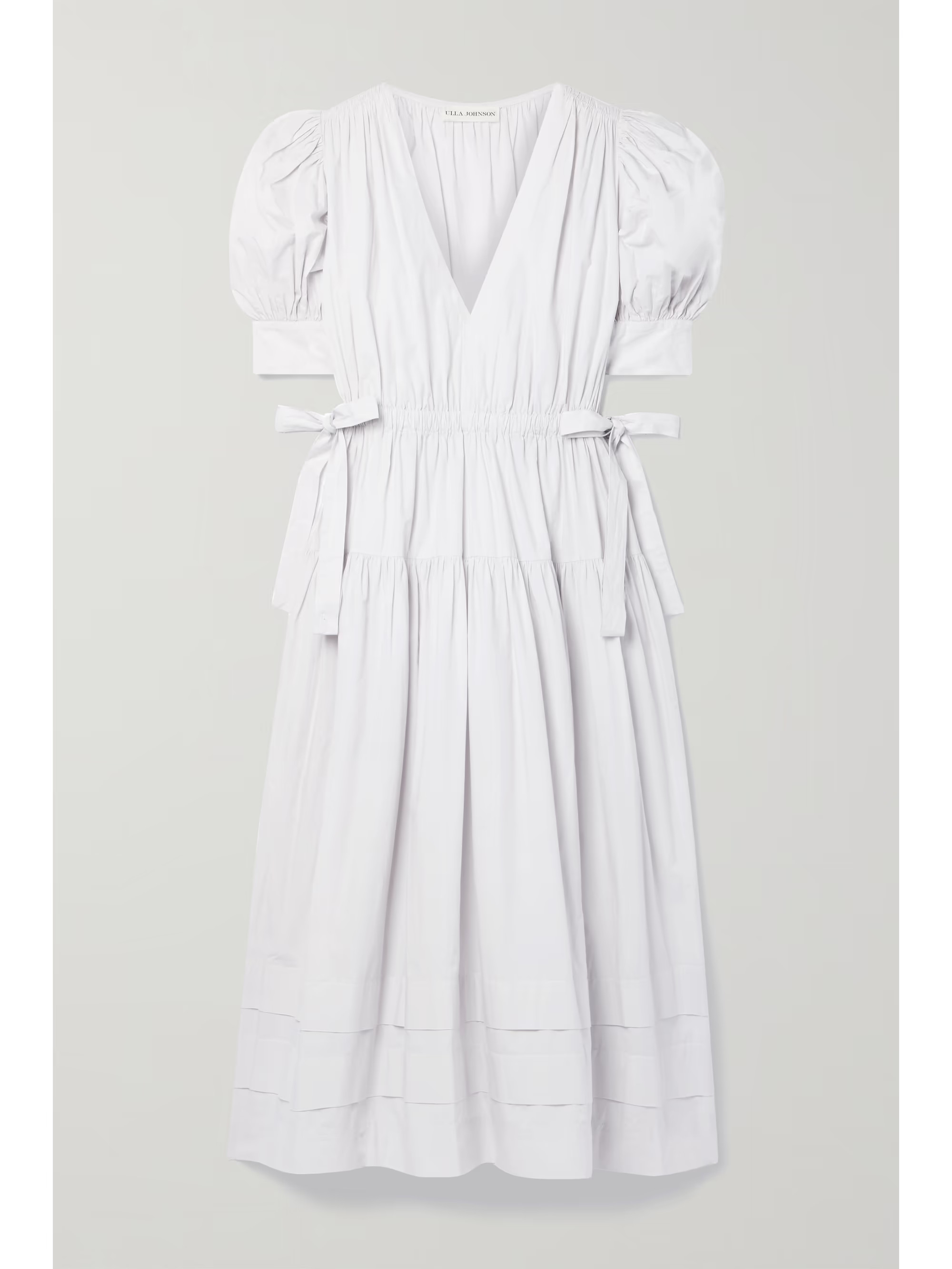 Imani gathered washed cotton-poplin midi dress | NET-A-PORTER (US)