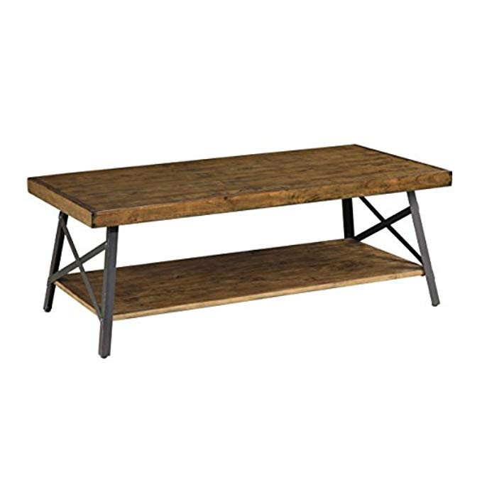 Emerald Home Chandler Rustic Industrial Solid Wood and Steel Coffee Table with Open Shelf | Amazon (US)