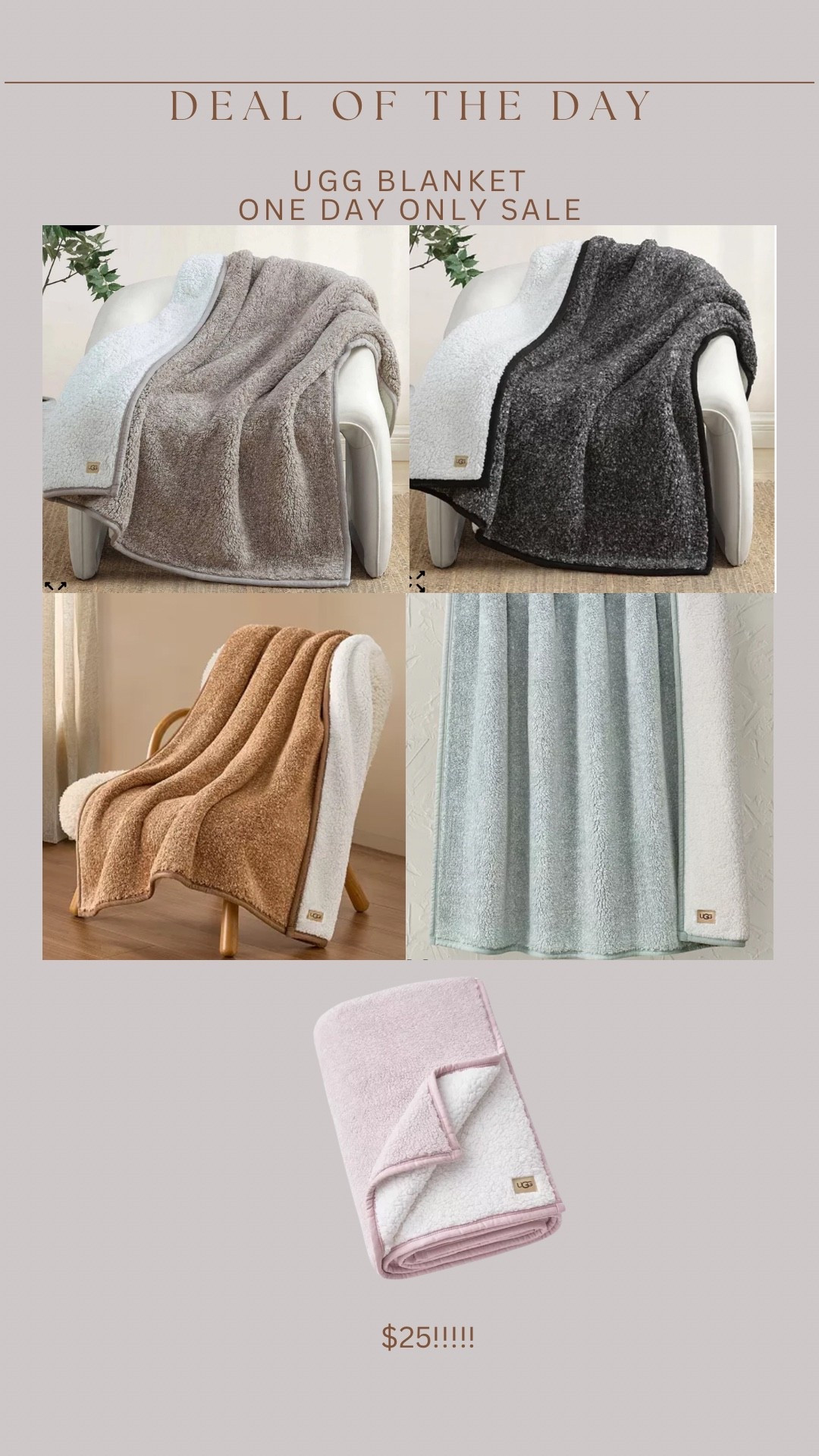 $25 UGG BLANKET today only deal / until midnight 🤯😍🚨🤯 great gift idea too!! 

#LTKFindsUnder50 #LTKGiftGuide #LTKSeasonal