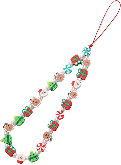 Christmas Cellphone Lanyard Bracelet Cell Phone Strap Elegant Colorful Beaded Pendant Anti-Lost W... | Amazon (US)