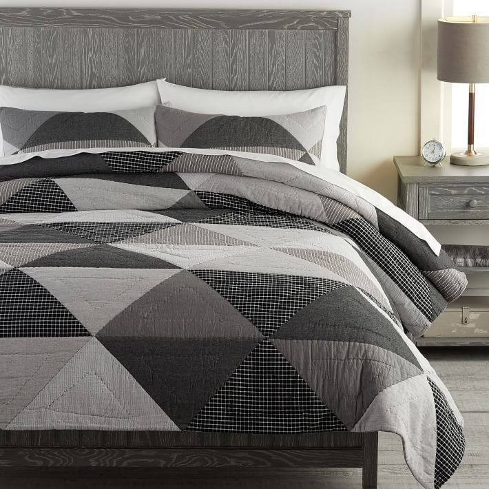 Huntley Patch Quilt, Full/Queen, Gray Multi | Pottery Barn Teen