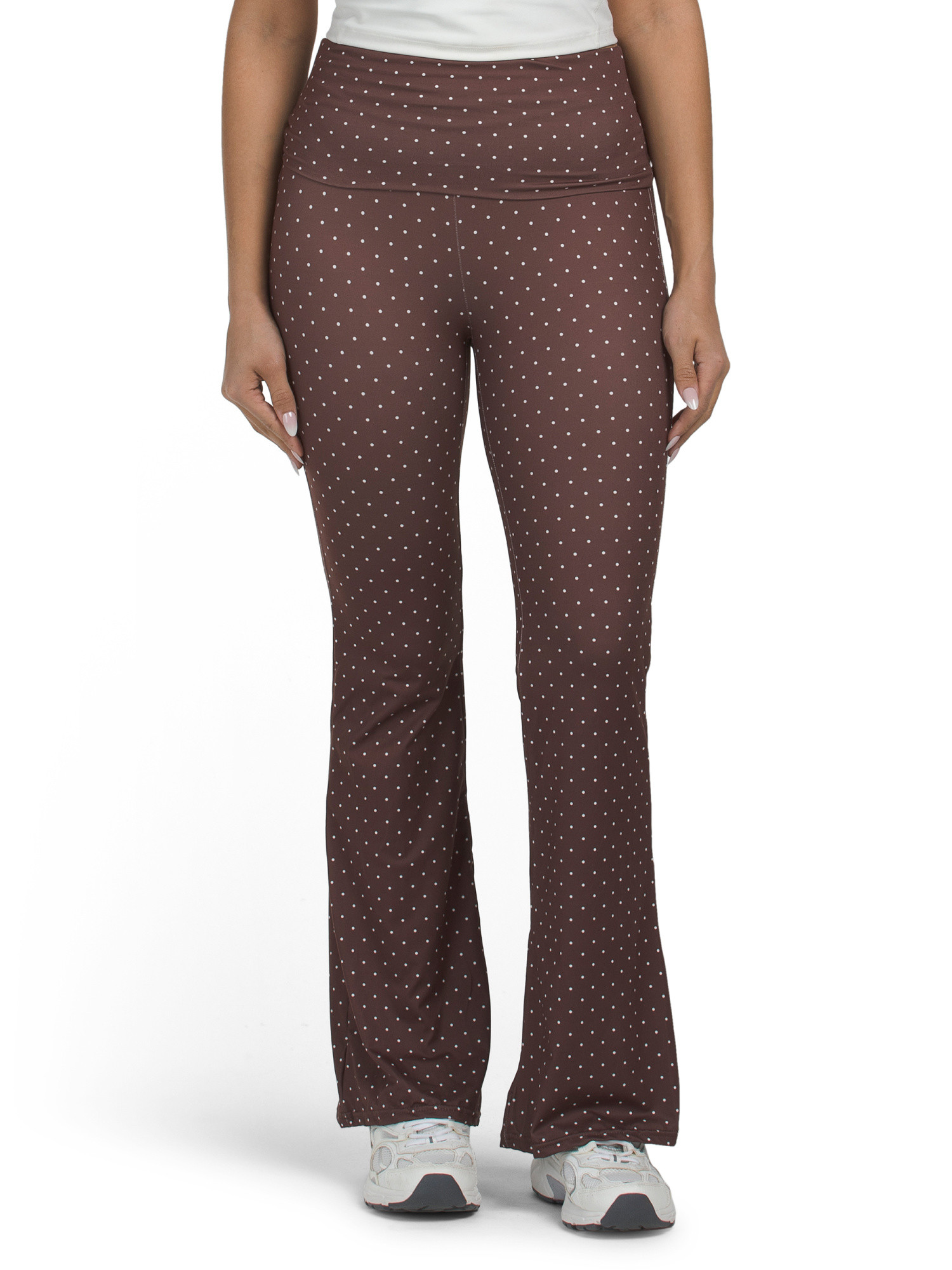 Polka Dot Soft Jersey Knit Foldover Flare Pants | TJ Maxx