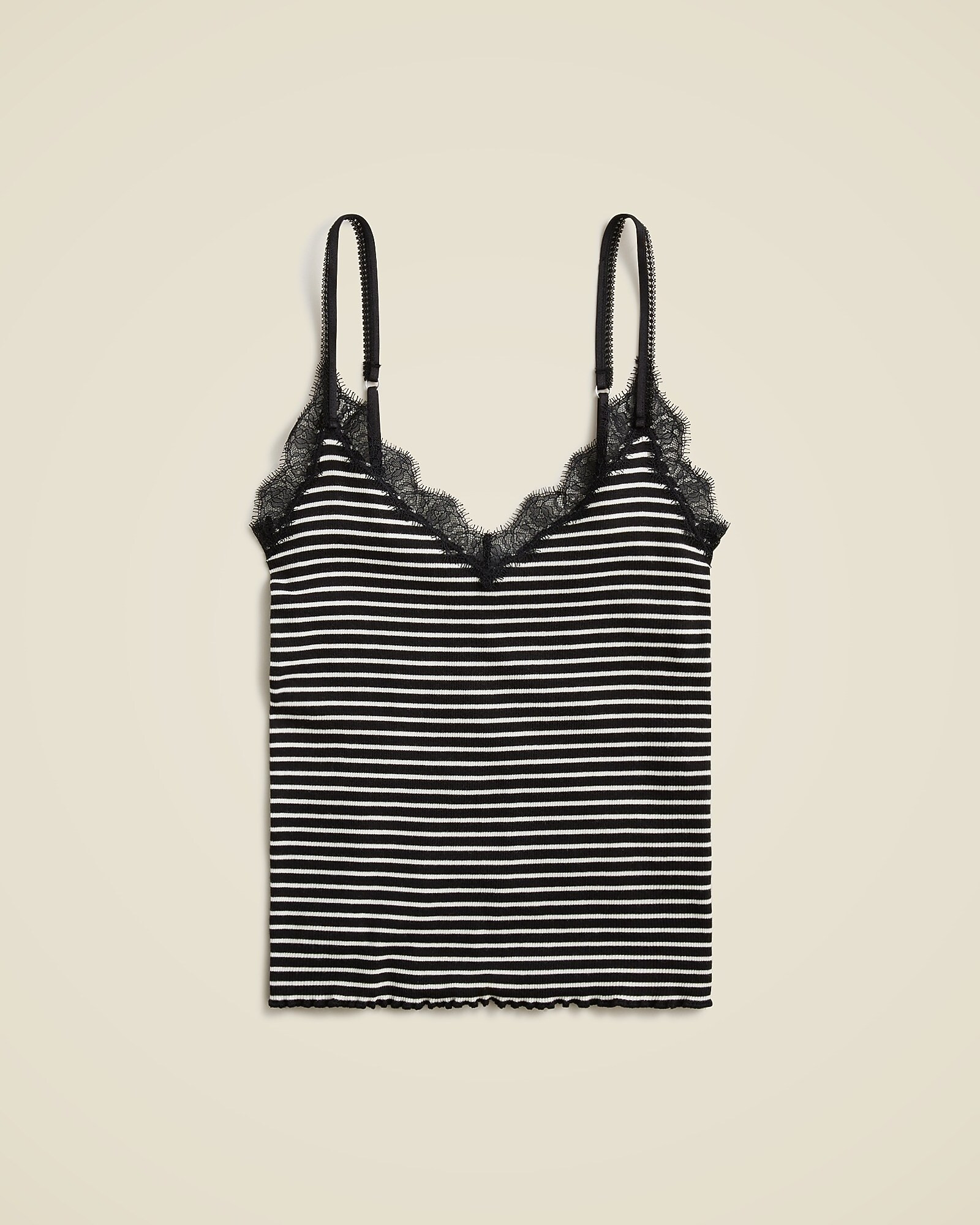 Fine rib lace-trim tank top in stripe | J. Crew US