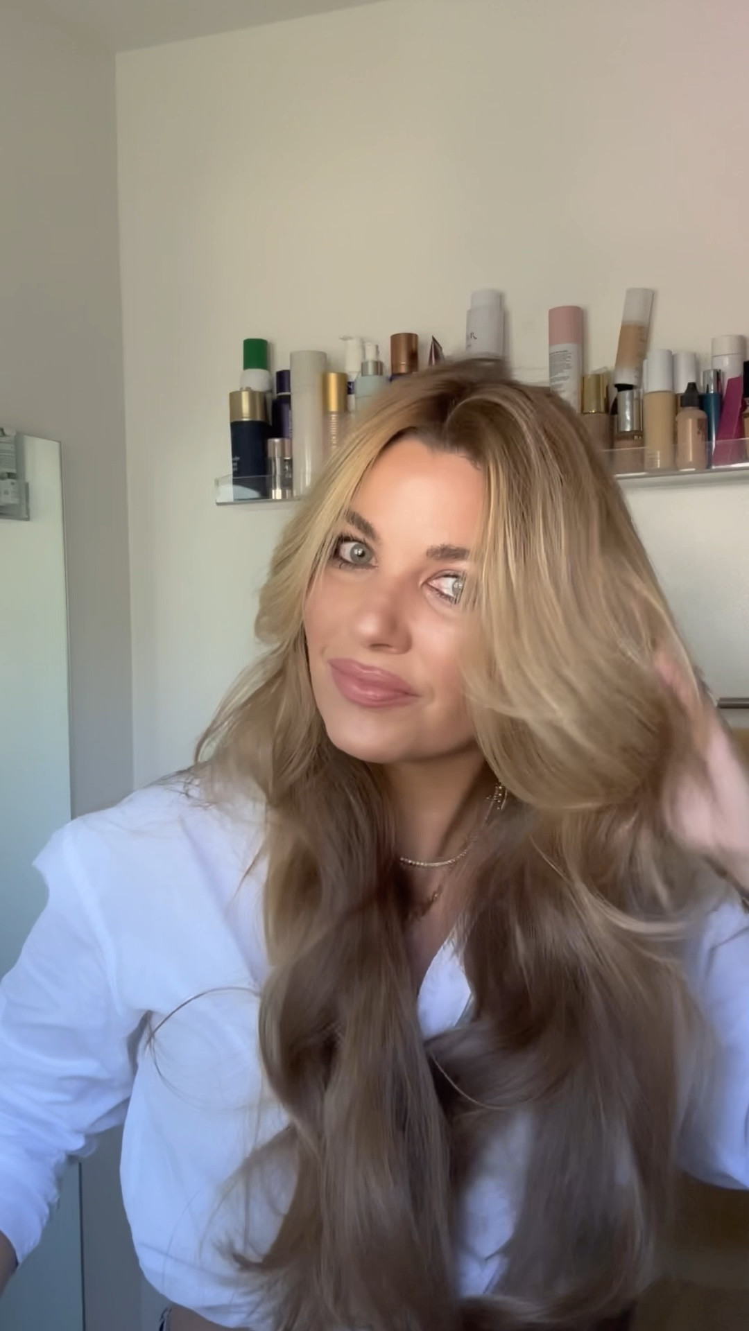 Hair care, haircare routine, hot rollers, long hair, silky hair, 

💆🏼‍♀️This hair look is the culmination of a few key products: 
Daily hair support supplements (capsule and powder)
Clarifying shampoo and rich conditioner, a spray on/leave in hair treatment for silkiness and shine, a detangling brush, a scalp stimulating brush and my favorite hot rollers. Will also link my shirt and makeup basics ⚡️


#LTKbeauty #LTKstyletip #LTKFind