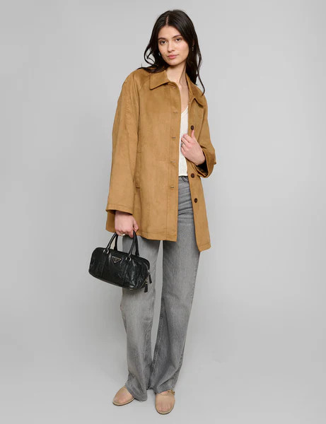 Suede Button Jacket in Camel-BESTSELLER | Pixie Market