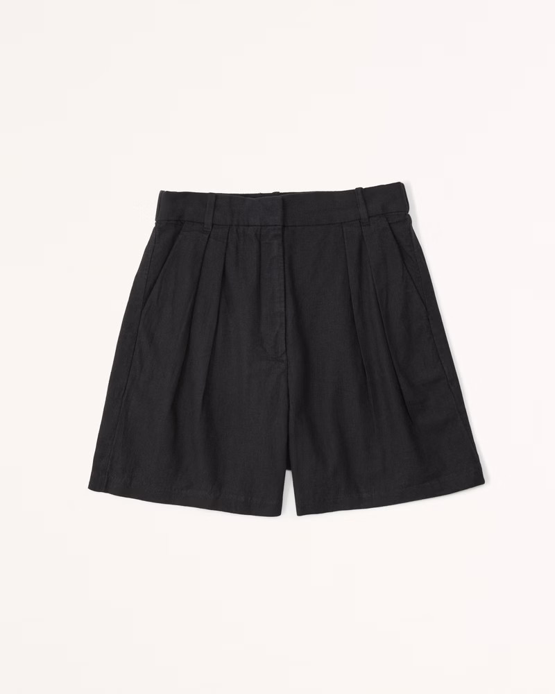 Ultra High Rise Linen-Blend Tailored Short | Abercrombie & Fitch (US)