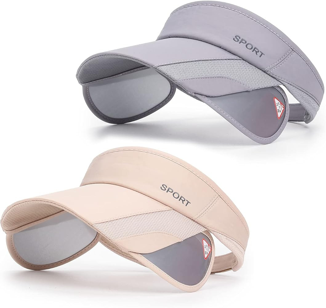 2 Pack Sun Golf Visor Hats for Women, Adjustable Retractable Brim Golf Cap Beach Hats for Women | Amazon (US)