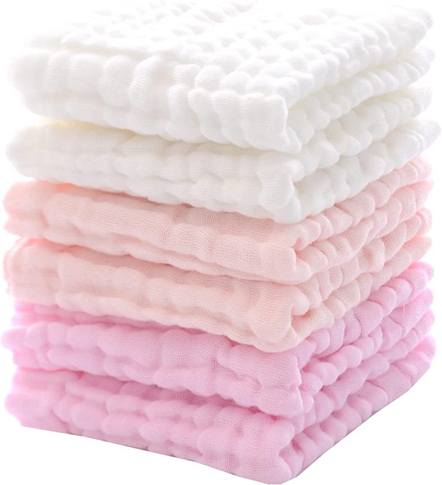 MUKIN Baby Washcloths and Burp Cloths, Soft Absorbent Towels for Newborns, 6 Pack, 12x12 Inches (... | Amazon (US)