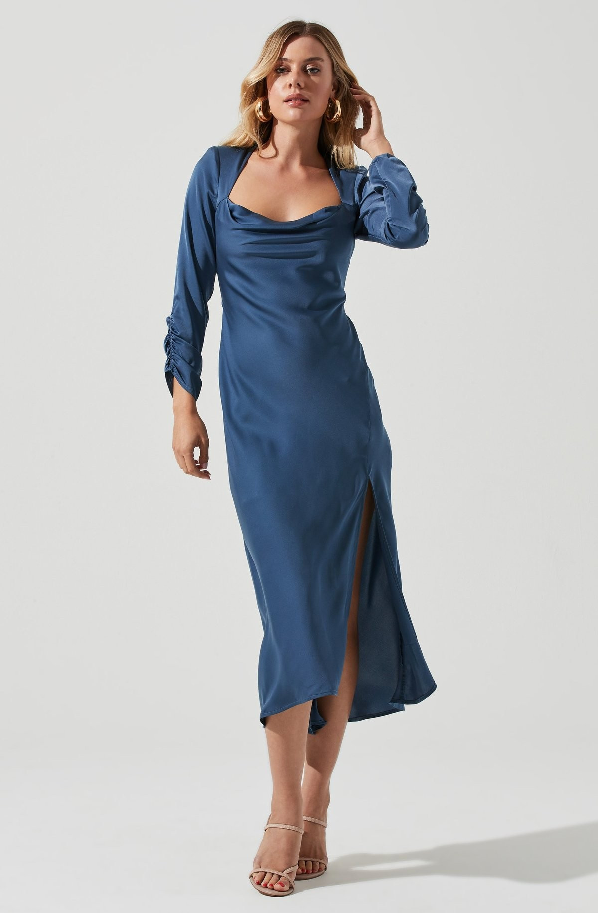 Gracie Long Sleeve Cutout Satin Midi Dress | ASTR The Label (US)